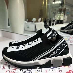 NIB $675 Dolce & Gabbana Sorrento logo slip-on sneakers size 8.0